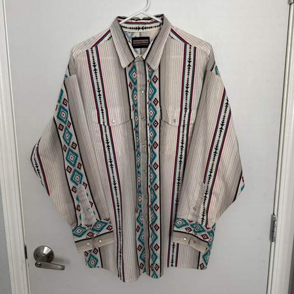 Panhandle Slim Other - Vintage Panhandle Slim Long Sleeve Aztec Western Shirt - Size XL